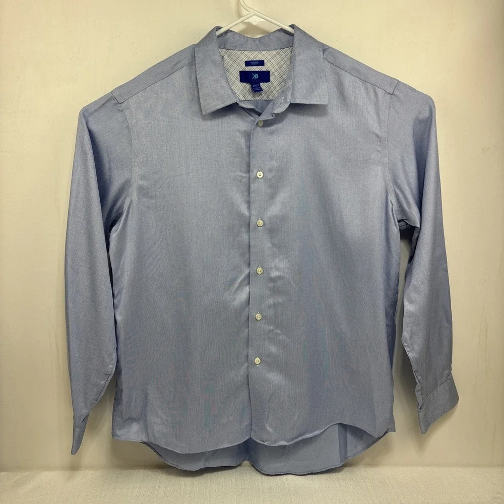Egara Non Iron Slim‎ Fit Men's Long Sleeve Blue Button Up Shirt Size 2XLT EUC